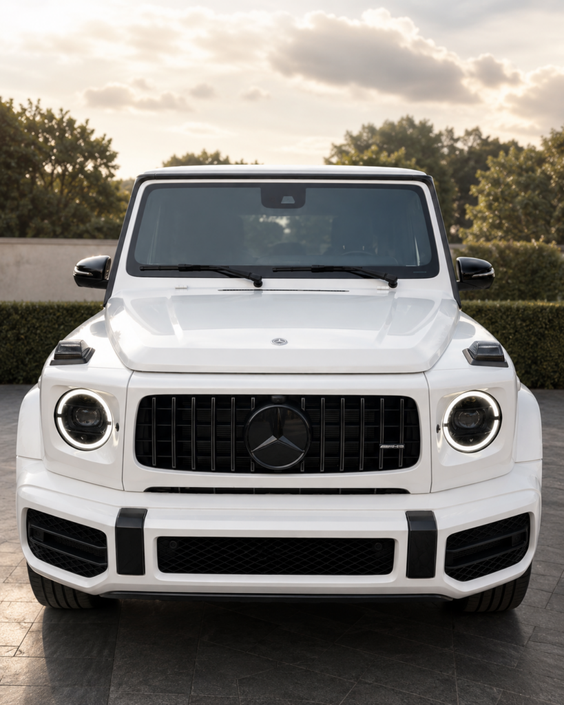 Weiße Mercedes G-Klasse als Hochzeitsauto mieten